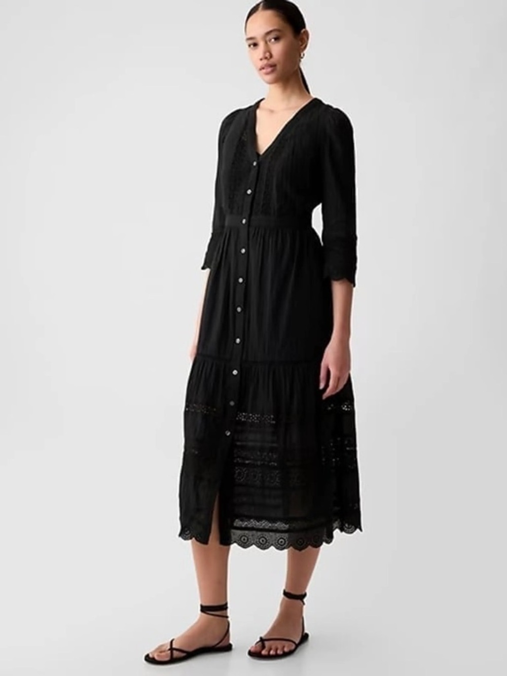GAP Textured Crinkle Lace Midi Dress